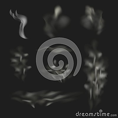 Vector Smoke Waves Set, Clouds of the Fog Set. Vector Illustration