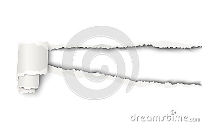 Vector snatched hole in white sheet of paper with soft shadow and white background in the resulting window Vector Illustration