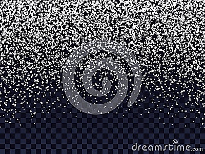 Vector snow texture on transparent background for banners, sites, fliers, promo. Vector Illustration