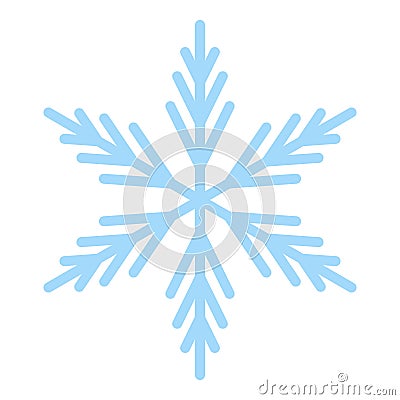 Vector snowflake icon. Simple elegant snow sign. Blue illustration on white Vector Illustration