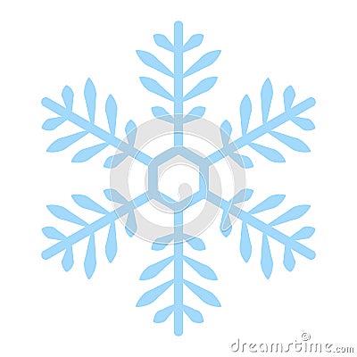 Vector snowflake icon. Simple elegant snow sign. Blue snowflake silhouette Vector Illustration