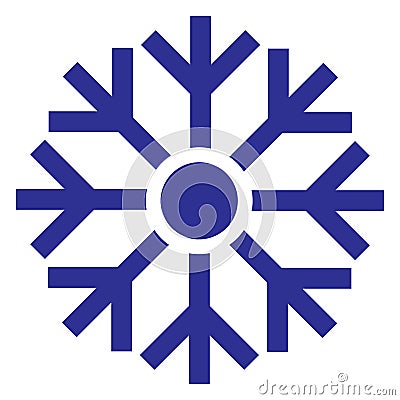 Vector illustration of a snowflake. Logo of temperature. Weather forecast icon. Cold, snowy weather Stock Photo