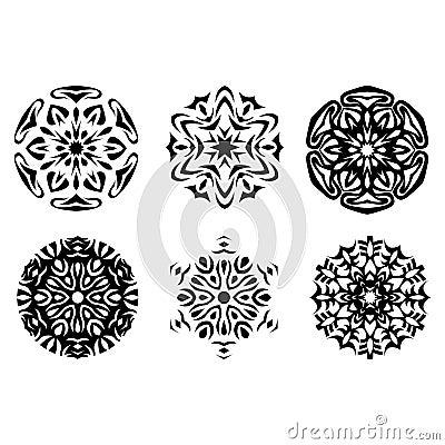 Vector snowflakes set. Holiday illustration. Snow New Years ornate. Christmas element Snowflake silhouette clipart Vector Illustration