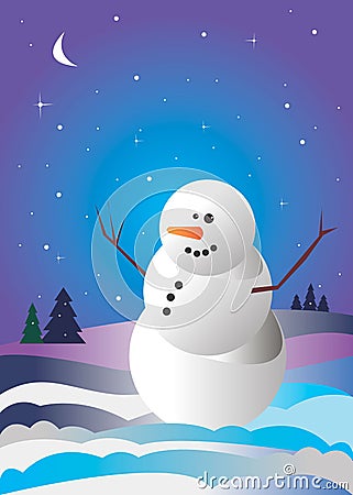 Vector snowman xmas christmas illustration white Vector Illustration