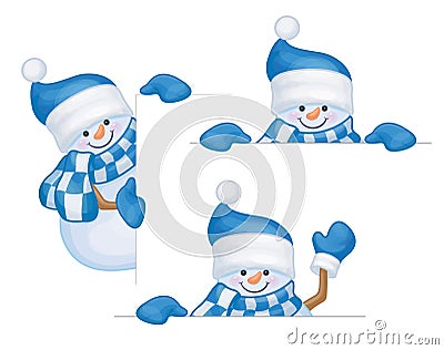 Vector snowmen cartoons. Vector Illustration