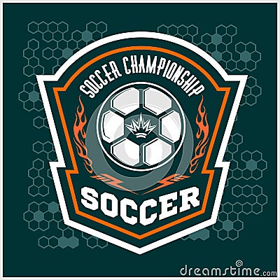 Vector Soccer Badge - emblem on dark background Vector Illustration