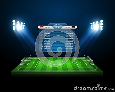 Vector soccer field with scoreboard,vector Vector Illustration