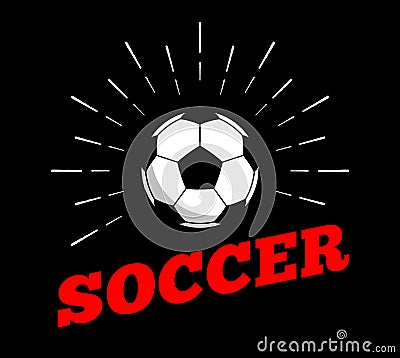 Vector soccer football sport ball logo icon sun burtst print hand drawn vintage line art Vector Illustration