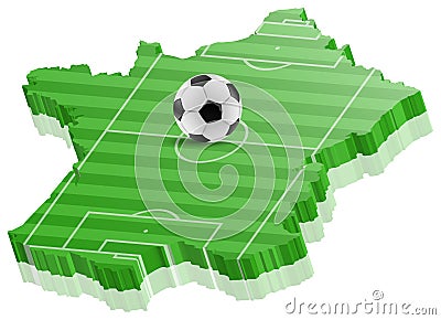 Soccer grass field textured France country map with soccer ball vector Stock Photo