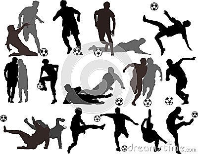 Vector Soccer Players Silhouettes Vector Illustration