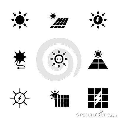 Vector solar energy icon set Vector Illustration