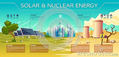 Vector solar, nuclear energy industry infographics Vector Illustration