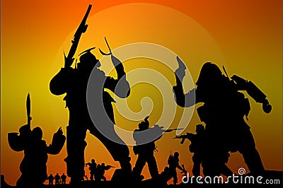 Vector soldiers army Cartoon Illustration