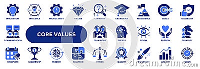 Vector solid icons of core values Vector Illustration