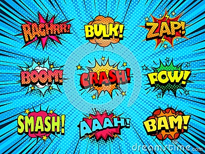 Vector sound effect icons set, comic book style Vector Illustration