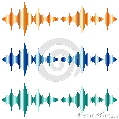 Vector sound waves. Music Digital Equalizer. Audio technology Vector Illustration