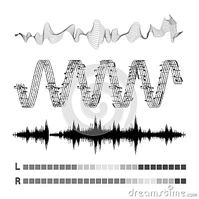 Vector sound waves set Vector Illustration