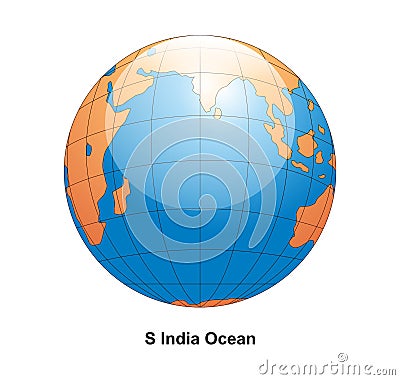 vector South India Ocean Globe Vector Illustration