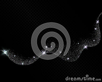 Vector sparkling silver holographic glitter abstract wave Vector Illustration