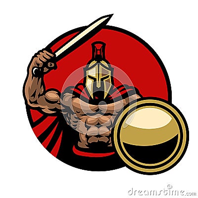 Spartan Warrior in Muscle Bodybuilder body Vector Illustration