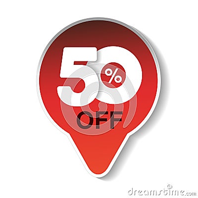 Vector special sale offer. Red tag 50 % off. Vector Illustration