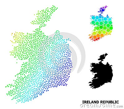 Vector Spectral Dotted Map of Ireland Republic Vector Illustration