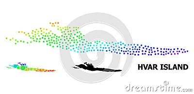 Vector Spectral Pixel Map of Hvar Island Vector Illustration