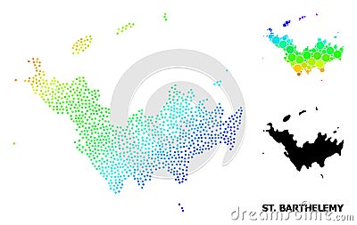 Vector Spectral Pixelated Map of Saint Barthelemy Vector Illustration