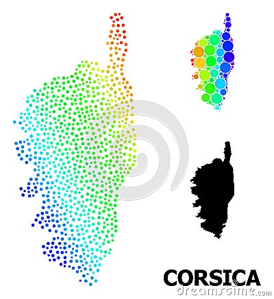 Vector Spectrum Dot Map of Corsica Vector Illustration