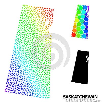 Vector Spectrum Dot Map of Saskatchewan Province Vector Illustration