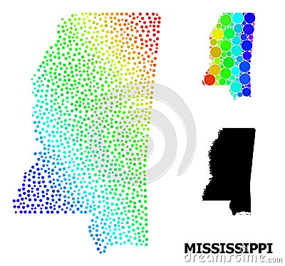 Vector Spectrum Dotted Map of Mississippi State Vector Illustration