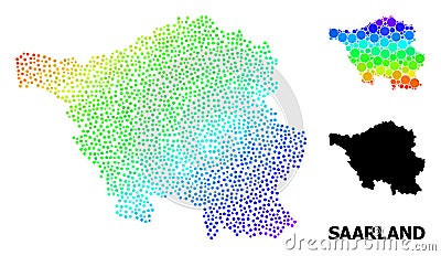 Vector Spectrum Dotted Map of Saarland State Vector Illustration