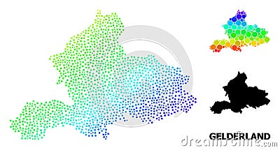 Vector Spectrum Gradient Dot Map of Gelderland Province Vector Illustration