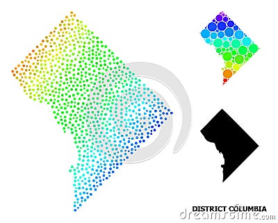 Vector Spectrum Gradient Dotted Map of District Columbia Vector Illustration