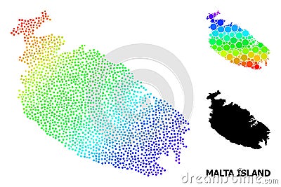 Vector Spectrum Gradient Dotted Map of Malta Island Vector Illustration