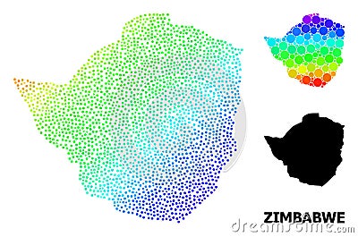 Vector Spectrum Gradient Dotted Map of Zimbabwe Vector Illustration