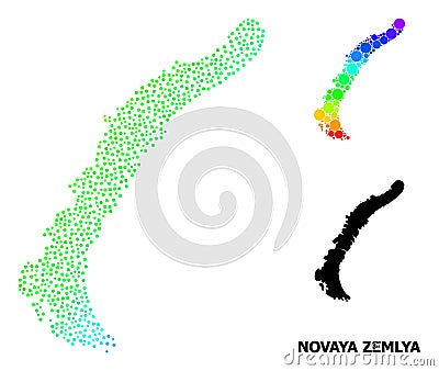 Vector Spectrum Gradient Pixel Map of Novaya Zemlya Islands Vector Illustration