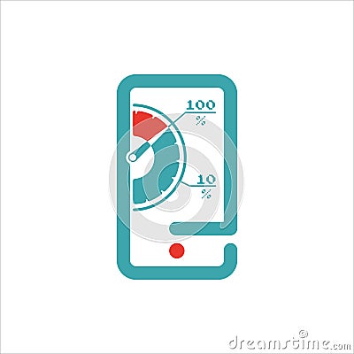 Vector speed test smartphone icon. Vector Illustration