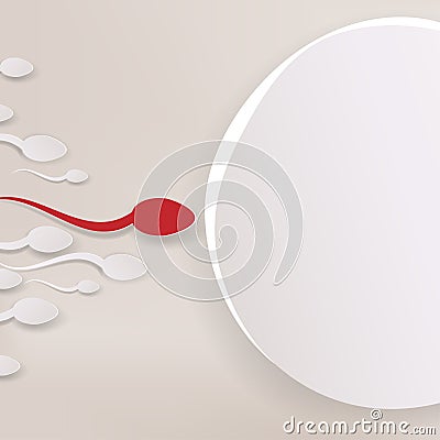 Vector spermatozoons, floating to ovule Vector Illustration