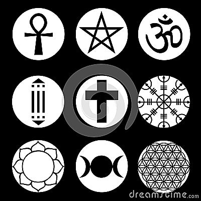 Vector Spiritual Symbols Set Vector Illustration