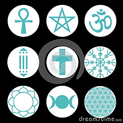 Vector Spiritual Symbols Set Vector Illustration