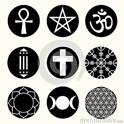 Vector Spiritual Symbols Set Illustration Vector Illustration