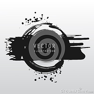 vector splats splashes and blobs of black ink paint in different shapes drips Stock Photo