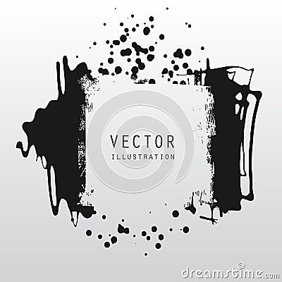vector splats splashes and blobs of black ink paint in different shapes drips Vector Illustration