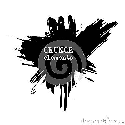 vector splats splashes and blobs of black ink paint in different shapes drips Vector Illustration