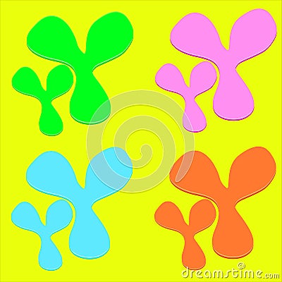 Vector splats splashes and blobs of brightly colored paint in shapes drips isolated Vector Illustration
