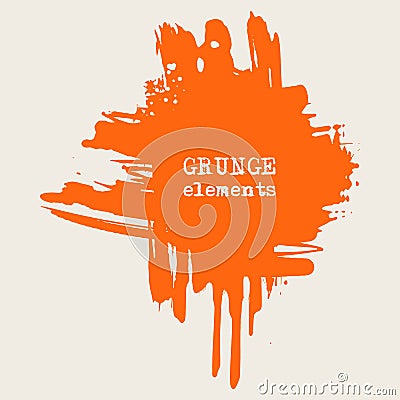 vector splats splashes and blobs of orange ink paint in different shapes drips Vector Illustration