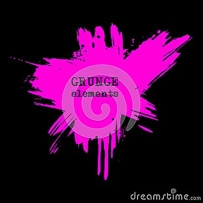 vector splats splashes and blobs of pink ink paint in different shapes drips Vector Illustration