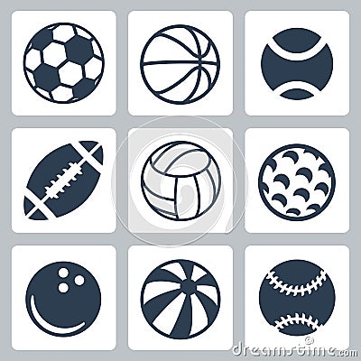 Vector sport balls icons set Vector Illustration