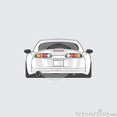 Vector sport japan car. Car sketch, back view. Vector Illustration